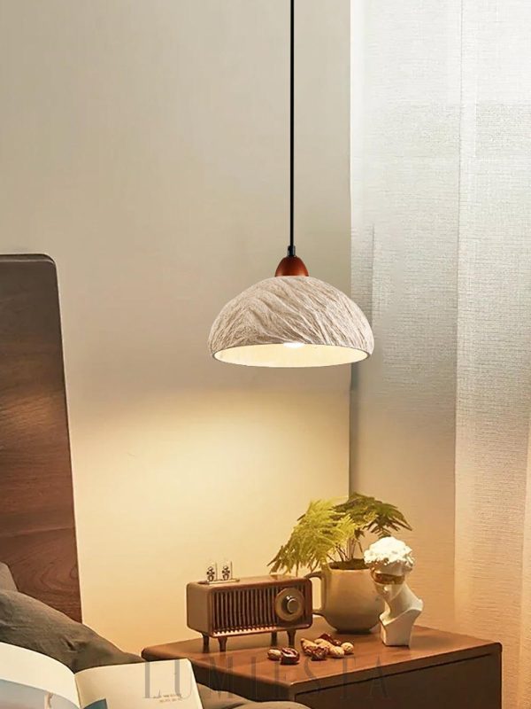 Gurano - Lampa wisząca retro z cementu okrągła beżowa 28cm