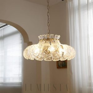 Petal Ice designerska lampa wisząca szkło lodowe złota 50cm