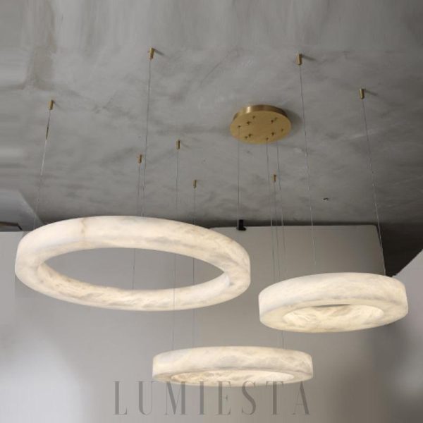 Liviji - Żyrandol 100 cm z kamieniem Calcite, brąz/nikiel