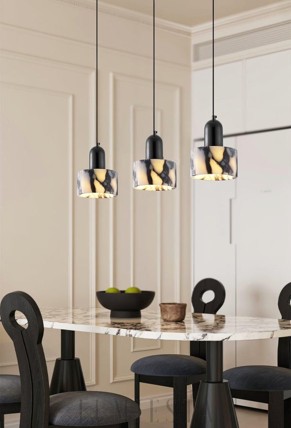 Luksusowa okrągła lampa wisząca z marmuru 12cm 44cm