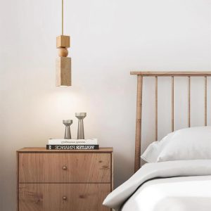 Cylindryczna lampa wisząca z trawertynu Średnica 6 5cm