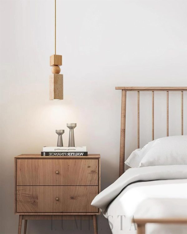 Cylindryczna lampa wisząca z trawertynu Średnica 6 5cm