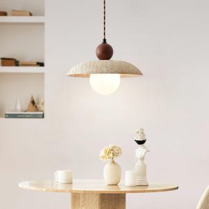 wm_15789620627207798273.jpg Lampa wisząca trawertyn z drewnianą kulą 25x20cm beż orzech