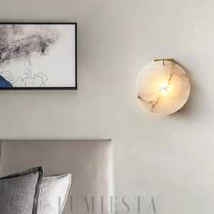 Krakatau - Luksusowa okrągła lampa ścienna alabastrowa