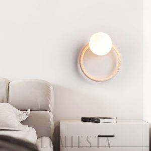 Kinkiet ring trawertyn beżowy Średnica 21cm Wysokość 16cm