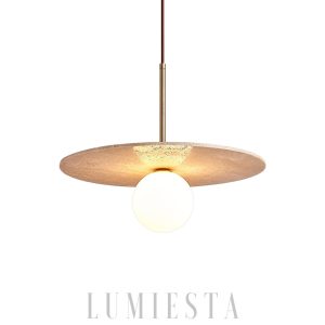 Tarcza travertynowa lampa wisząca 40cm beżowa do jadalni