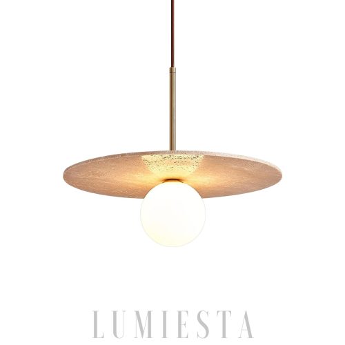 Tarcza travertynowa lampa wisząca 40cm beżowa do jadalni