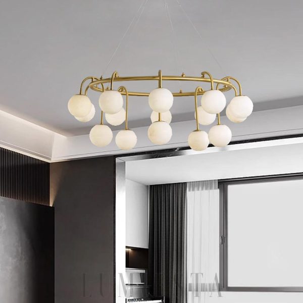 Alabastron - nowoczesna lampa w pierścieniu z alabastru