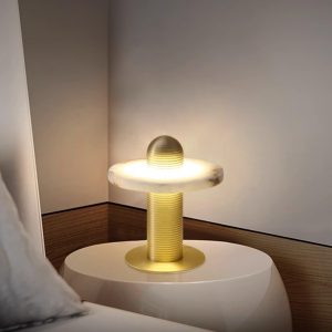 Median - Nowoczesna lampa z alabastru czarno-złota