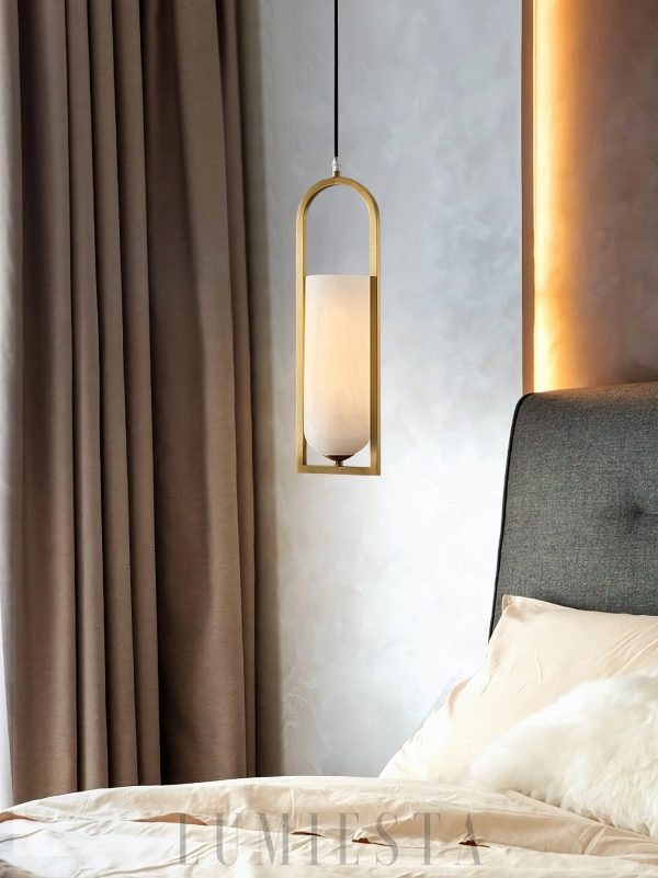 Melange - Lampa wisząca Alabaster w mosiężnej oprawie 13cm