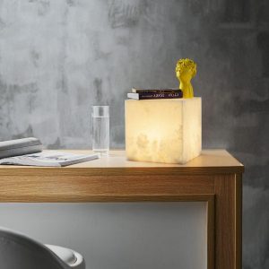 Valencia - Alabastrowa lampa stołowa, sześcian 20/30 cm