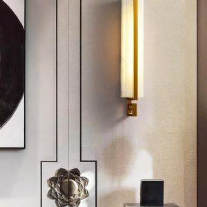 Kyzylkum - Nowoczesna lampa ścienna alabastrowa, miedziana