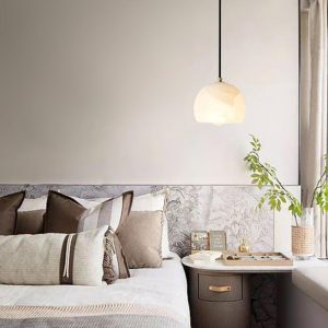 Viela Elegancka półokrągła lampa z alabastru, biało-złota