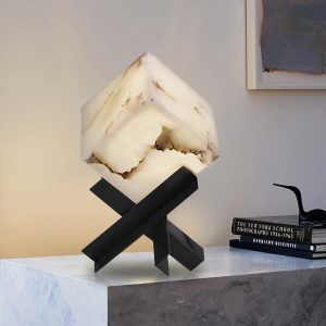 Altair - Nowoczesna lampa stołowa kostka alabastru, biała