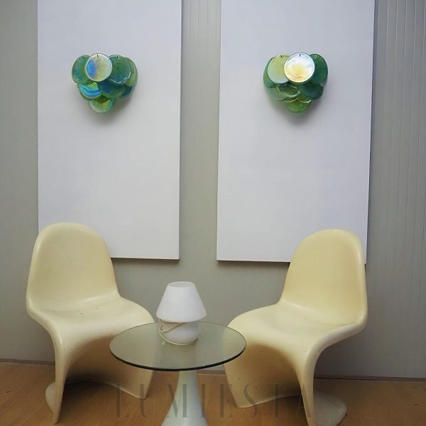 Murano Green - Zielona lampa ścienna z szklanymi dyskami