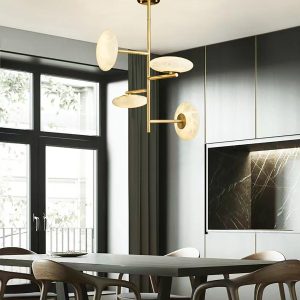 Luksusowy żyrandol alabastrowy złoty 58cm nowoczesny design