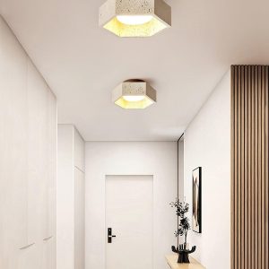 Plafon sufitowy sześciokątny z trawertynu 17cm beżowy