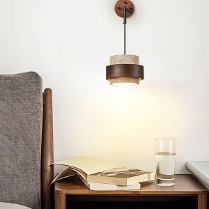 Stonova - Kinkiet Cylinder z Travertynu, Beż z Orzechem