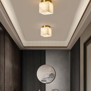 Budnick - Lampa sufitowa kwadratowa w mosiądzu i bieli