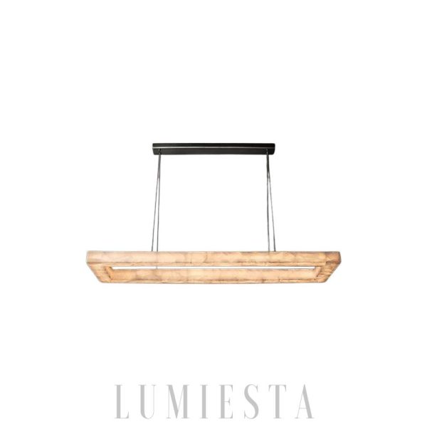 Liviji - Lampa wisząca prostokątna z alabastru i stali