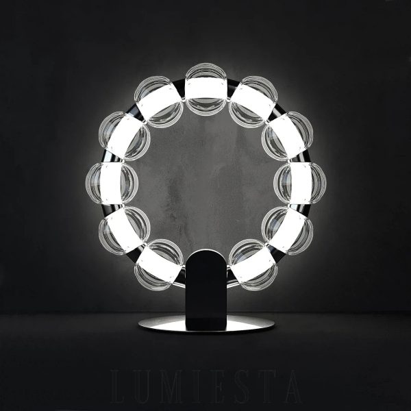 Amulet - Lampa Stołowa Srebrna Okrągła 42cm LED 25W