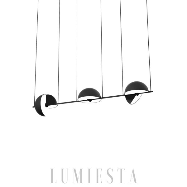 Lampa wisząca Trapeze Triplette w czarnym stylu nowoczesnym