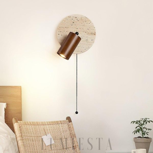 Miadi - Okrągła lampa ścienna z trawertynu, minimalistyczna