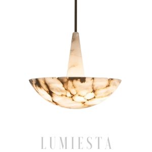 Pollena - Lampa wisząca z naturalnego alabastru, złota, Ø50/70cm