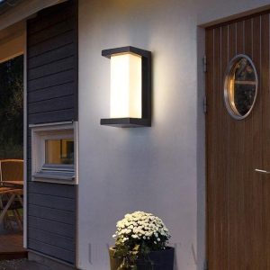 Nowoczesna lampa ścienna w kształcie prostokąta do ogrodu