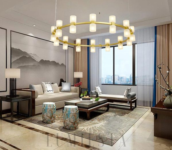 Semper Mia okrągły mosiężny żyrandol LED 100cm do salonu