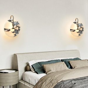 Elegancki okrągły kinkiet marmurowy 25cm biały ciepła