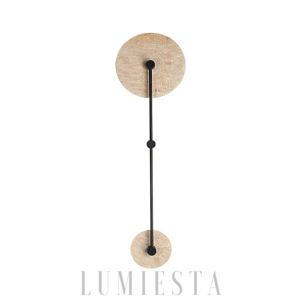 Lampa ścienna trawertynowa okrągła 28cm 80cm ciepła