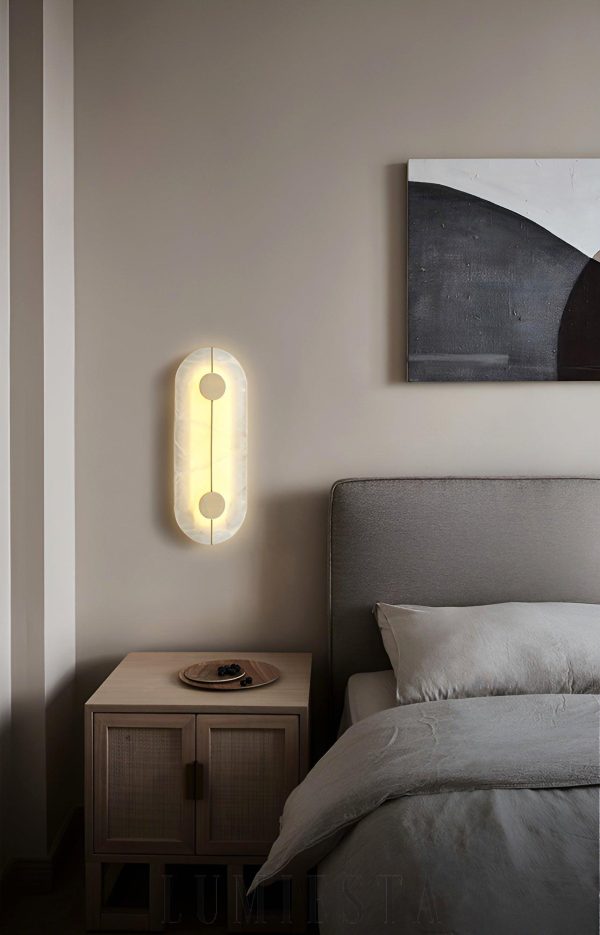 Patagonia - Mosiężna lampa ścienna z alabastrem, retro 20 cm