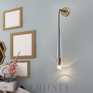 Lampa Ścienna ABNER Kryształowa Mosiężna 12cm Elegancka