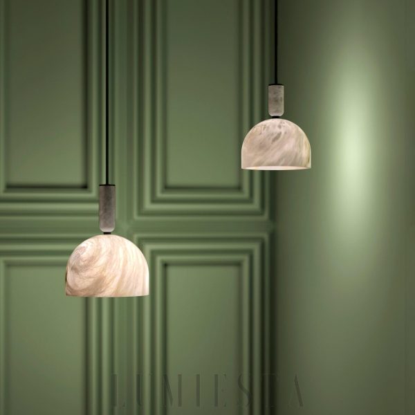 Blair - Lampa wisząca z alabastru w białym kolorze, Ø 20cm