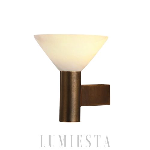 Kinkiet stożkowy z alabastru brązowo-czarny