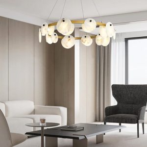 Berkeley - Alabastrowa lampa wisząca, okrągła 60/80 cm