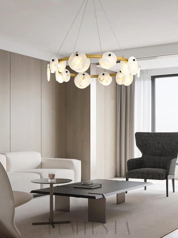 Berkeley - Alabastrowa lampa wisząca, okrągła 60/80 cm