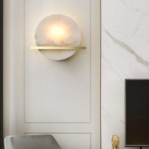 wm_1655770680972234011.jpg Savion - Lampa Ścienna Okrągła z Alabastru Mosiężna 20cm