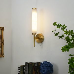 Brindisi - Lampa ścienna Alabaster w stylu świecy biało-złota