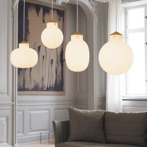 Lampa wisząca Raito 30 cm biała kula szklana