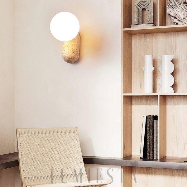 Kinkiet Travertine Origo kulisty klosz beżowy 7 5 cm 15 cm