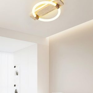 Stylowa lampa sufitowa okrągły pierścień 40cm beżowa ciepła