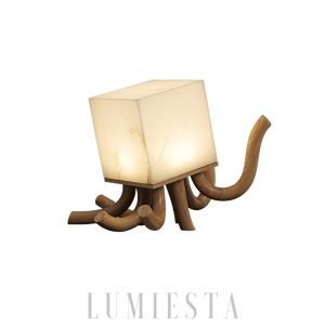 Octavia - Lampa stołowa z alabastru w stylu rzeźby z drewna