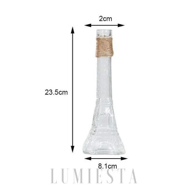 Stylowa szklana butelka dekoracyjna z juty 19 cm