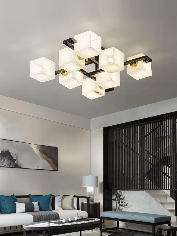 Vega - Lampa sufitowa Alabaster - kubistyczna czarno-biała