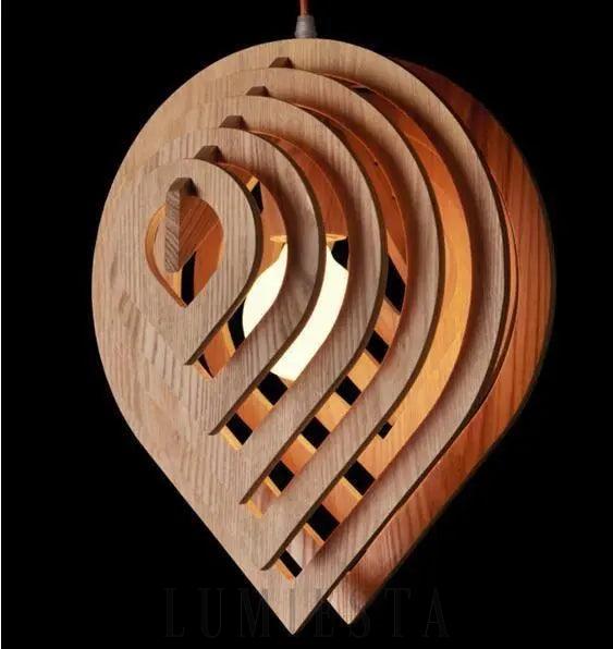 Stylowa drewniana lampa wisząca w kształcie kropli