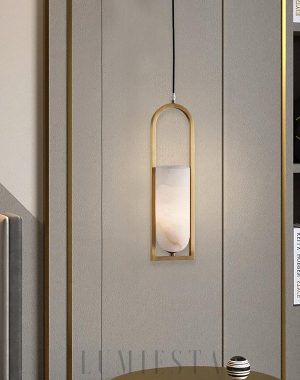 Melange - Lampa wisząca Alabaster w mosiężnej oprawie 13cm