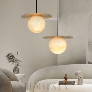 wm_16780243683773345265.jpg Borra - Lampa wisząca w stylu mosiądzu z alabastrową kulą