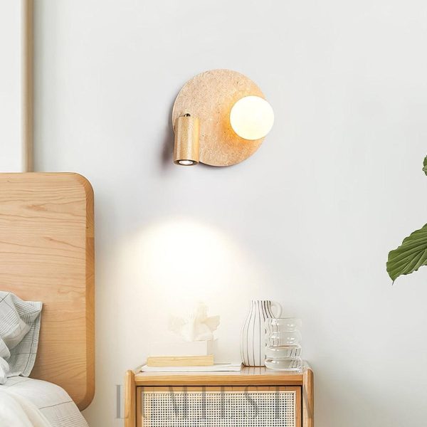 wm_16793842976282691754.jpg Lunara Duo okrągła lampa ścienna z trawertynu w kolorze orzechowym, 2 punktowa, nowoczesny kinkiet